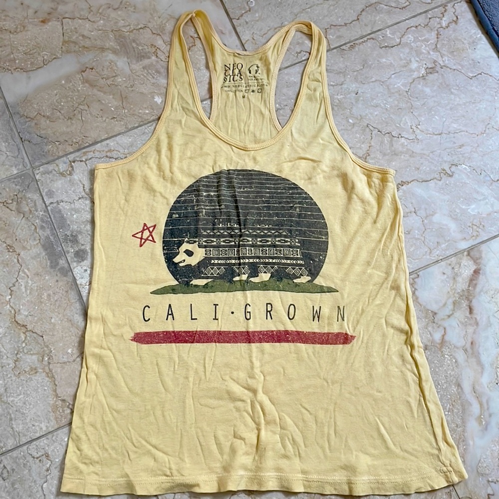 Neoclassics racer back tank top, womens, ‘Cali Grown’